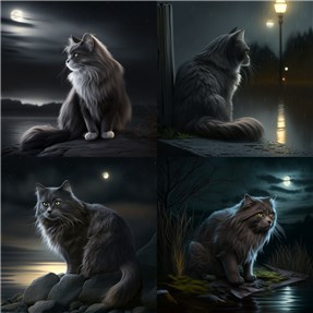 cat, moonlight --no moon