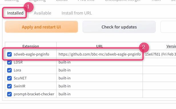 sdweb-eagle-pnginfoの設定画面