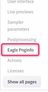 sdweb-eagle-pnginfoの設定画面