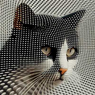 cat, halftone --no text , signature, frame --s 1000 --v 4 --upbeta